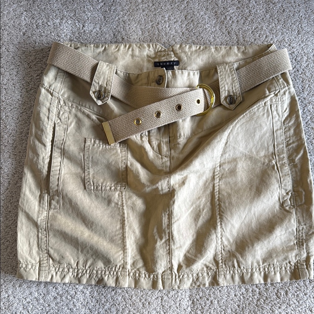 THEORY KHAKI  utility 5 pocket skirt